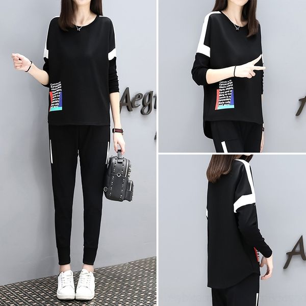 

gieli autumn and sleeve fashion pants and pants sweater tight pantslong winter sweater leggings two piece loose tight slim casual sports sui, Gray