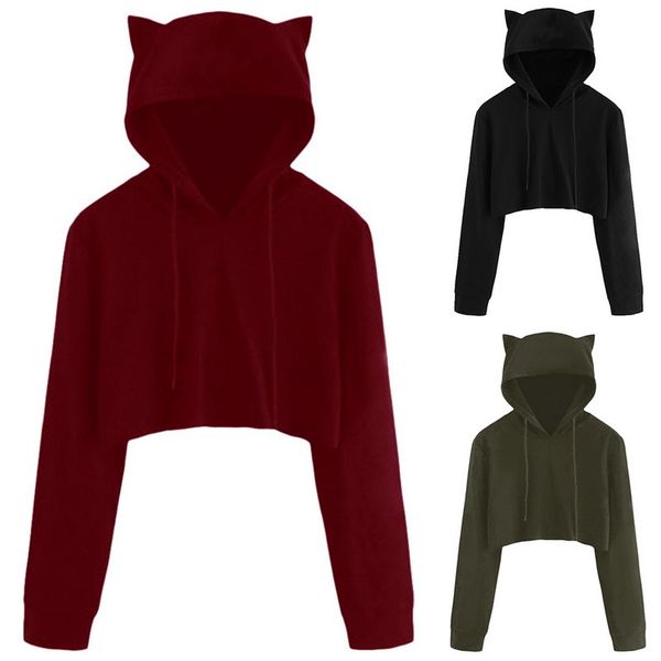 

mjartoria new solid cold 2020 autumn arrives cat ear sweater harajuku women's fashion new short sleeve sweater, Blue;black