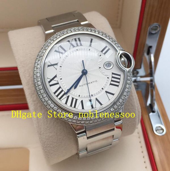 

mens automatic 42.1mm xl 42mm diamond bezel rose 18kt large gold diamond men yellow gold color men's we9008z3 3 automatic watch watches, Slivery;brown