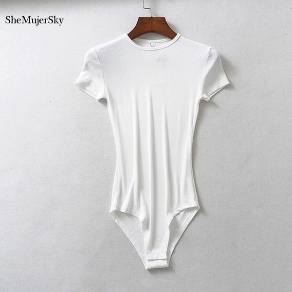 

o-neck white bodysuit women elastic short sleeve casual overalls summer short jumpsuit 2019 drop shipping good quality, Black;white
