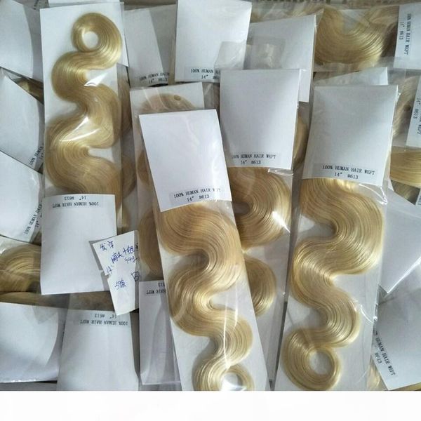 

elibess hair--body wave hair bundles 100% human russian 613 blonde color hair weft 100grams, dhl, Black