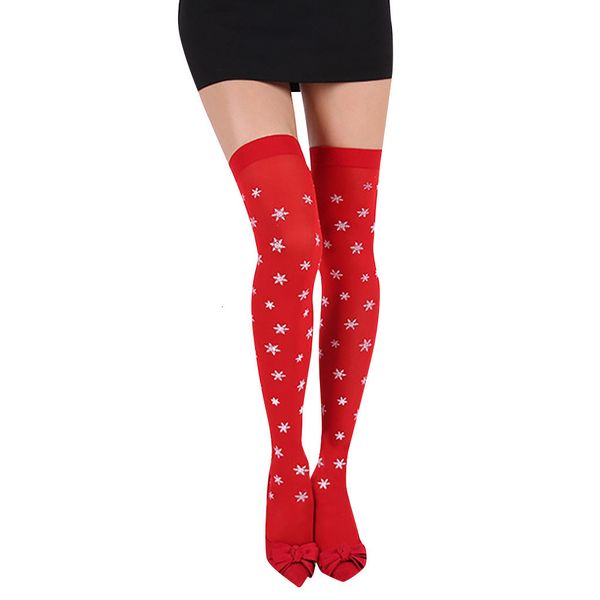 

ladies christmas print striped stars red over the women girls chriatmas party printed knee stockings 5*, Black;white