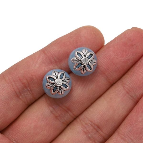 

20pcs lot 10mm 8 petals hollow out flower loose sparer apart torus end bead caps for diy jewelry making findings h bbythe, Silver
