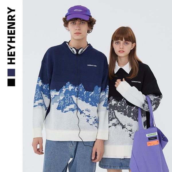 

mens snow mountain clothing pullover oversize couples striped knit vintage sweaters christmas 0501, White;black