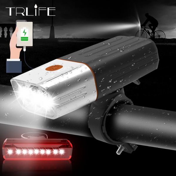 

5200mah led bike light 3* l2/t6 usb rechargeable bicycle light as power bank mtb headlight &taillight safety bike accessories