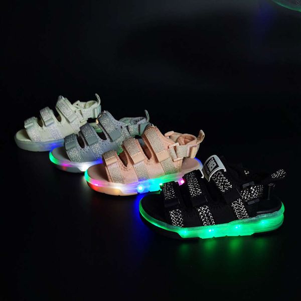 

lukebei sho 2020 summer new children's light korean fashion ribbon boys' casual sandalsuxtq, Black;red