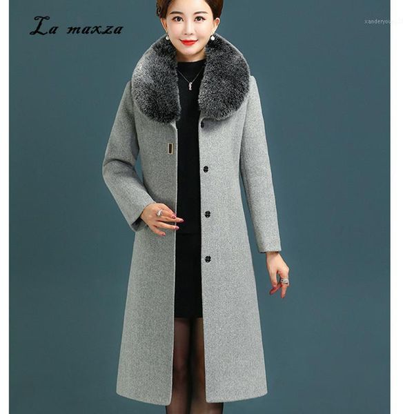 

women's wool & blends plus size 5xl woman coats winter long coat 2021 vintage elegant fashion pockets ladies coats1, Black