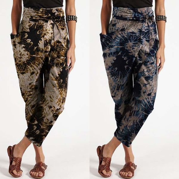 

women's autumn trousers zanzea 2020 printed harem pants casual zipper pantalon palazzo female asymmetrical turnip plus size 5xl1, Black;white
