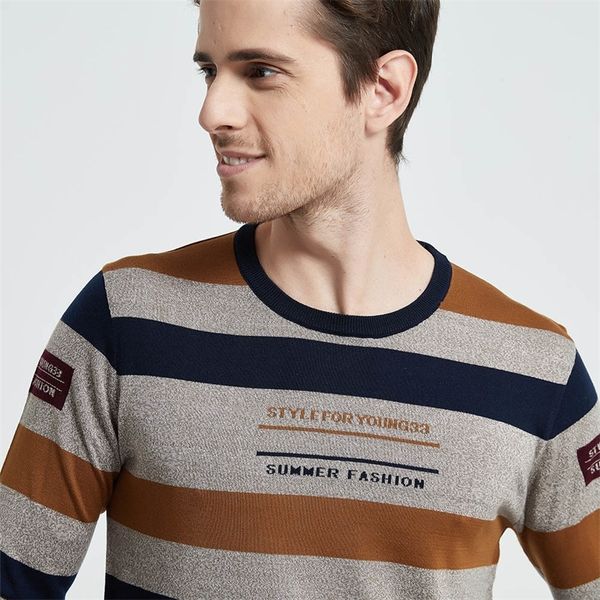 

coodrony brand sweater men streetwear fashion striped o-neck pullover knitted shirt pull homme autumn winter cotton jumper 91060 201203, White;black