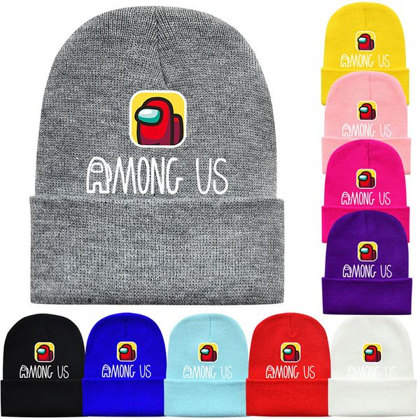 

среди нас игра beanie cap родитель-ребенок теплые зимние вязаные колпачки шляпа взрослых детей вязание крючком cap tuque лыжные ушные шапочк, Yellow