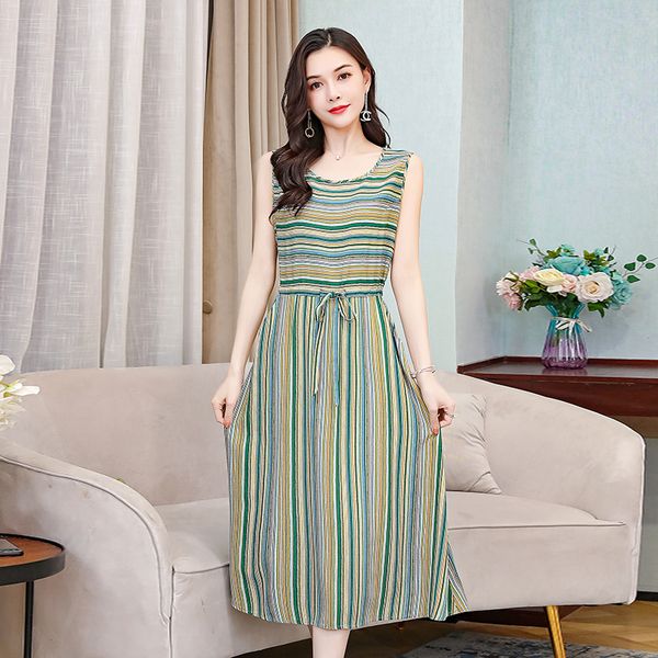 

2021 new women dress summer floral dress vintage casual sundress female beach dress midi backless dot striped 7lba, Black;gray