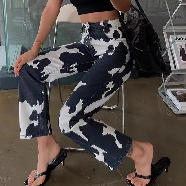 

2021 high-waisted brem pants of the women y2k fashion cows 90s vintage denim casual new high-street female jean l0yn, Blue