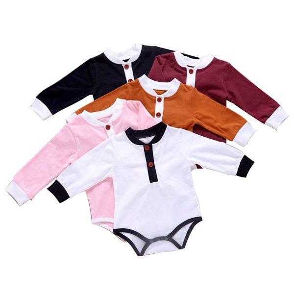 

infant baby romper kids boys girls splice rompers long sleeve newborn baby clothes toddler boys clothes button onesies kids outfits 061105, Blue