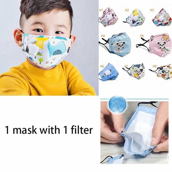 

anti-haze with dhl cotton children's valve 100pcs washable cartoon dustproof kids mask printed can be put carbon filter party mas klpy#