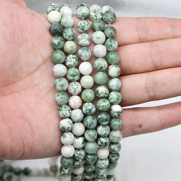 

1strand lot 4 6 8 10 12mm natural green spot stone bead round loose bead spacer beads for jewelry making findings diy bracelet h bbylzm