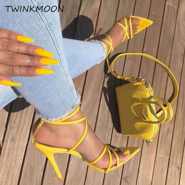 

sandals wholesale 35-42 plus size pointed toe stiletto gladiator high heels women shoes thin ankle strap sandalias mujer 2021, Black