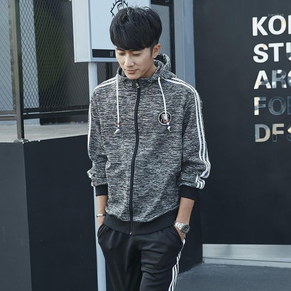 

2020 new tracksuit fashion running men's sportswear two piece sets cotton fleece thick hoodie+pants sporting suit male hoodies1, Gray