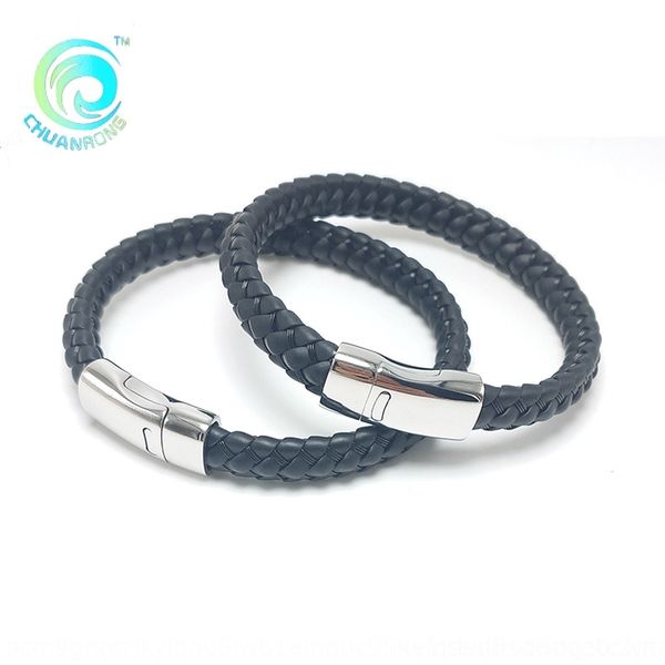 

mwwqz stainless magnetic braceletwith clasp silicone steel silicone strip steel leather braided wire woven bracelet jewelry simple leather b, Golden;silver