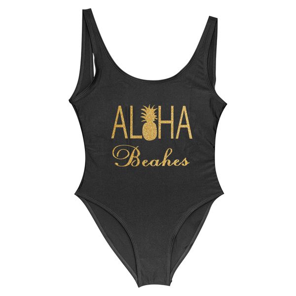 

bling print one piece swimsuit aloha beaches bride bathing suits pineapple bride maid of honor beachwear bachelorette bikini y200824, White;black