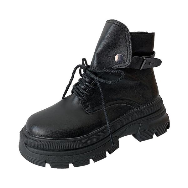 

women's platform martin boots 2020 autumn and winter fashion increased comfort riding boots trend street shooting women's, Black