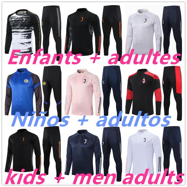 

kids + men adults 20 21 tracksuit set football training soccer training suit 2020 2021 survetement de foot jogging football 666, Black