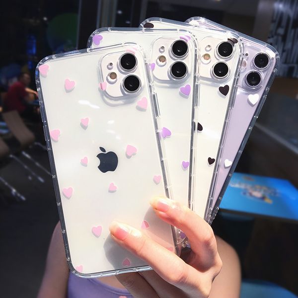 

lovecom симпатичные сердце противоударный очистить телефон чехол для iphone 12 mini 11 pro xr xs max 7 8 plus soft full body back cover коке