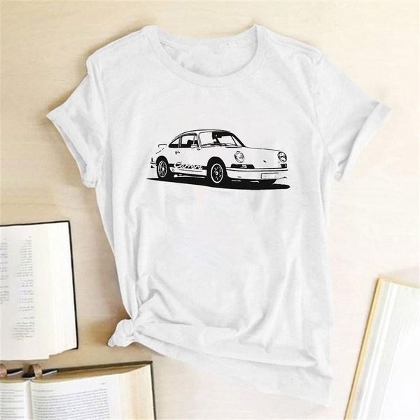 

carrera print женщины футболка для женщин графическая футболка tee femme летняя машина топ женщины одежда camisetas mujer manga corta moda 2, White