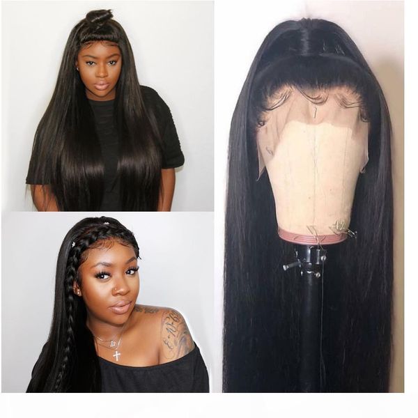 

360 frontal full lace straight human hair wigs pre plucked real 100 virgin peruvian 360 lace wig wih baby hair, Black;brown