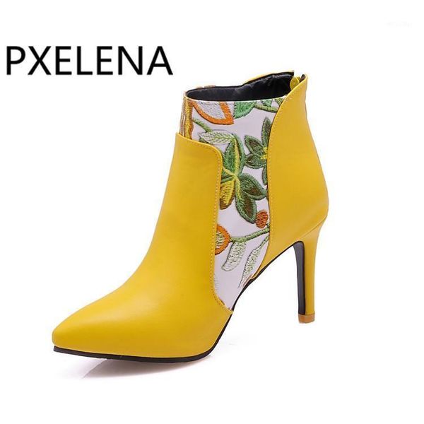

pxelena chic stiletto high heels boots ladies shoes office party dress wedding ankle boots women back zipper 2020 autumn1, Black