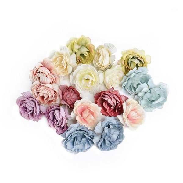 

decorative flowers & wreaths 10pcs/lot artificial flower 5cm silk spring rose head for wedding party home decoration diy wreath gift box scr