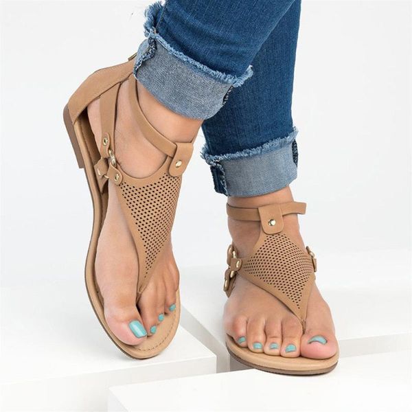 

women's casual sandals rome solid hollow out open toe zipper sandals flat with shoes female outdoor beach shoes #40, Black