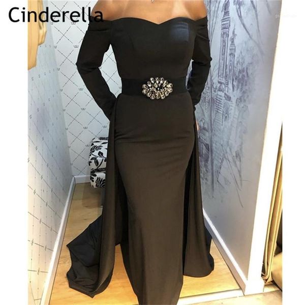 

mermaid evening dresses with zipper back special train black long sleeves sweetheart floor length crystal beaded evening gowns1, White;black