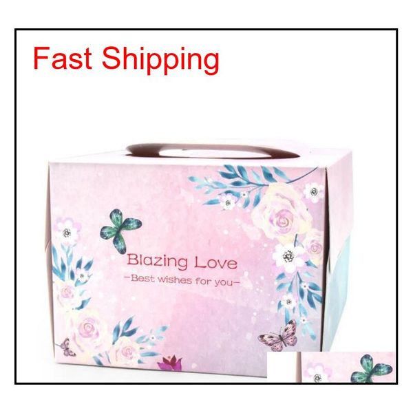 

20 designs portable cake carriers with cork base 8 inch/6 inch handle bakery cake boxes pastry biscuit mousse bread qylrzp ppshop01