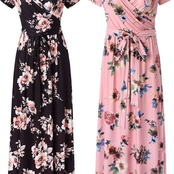 

wr7vt 2019 women's spring and summer print short sleeve dress skirt beach skirt 9kzln dress beach, Black;gray
