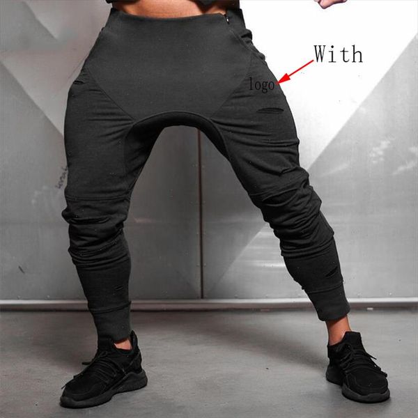 

2018 autumn new mens cotton sweatpants gyms fitness workout solid trousers male casual fashion pencil pants joggers sportswear, Black