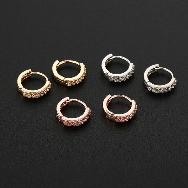 

hoop & huggie bohemian tiny earrings micro zirconia stone stud small huggies piercing jewelry for lady girls inside 9mm, Golden;silver