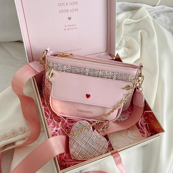 

2 pcs set new handbags women bags designer pu crossbody bags women chain messenger sac 2020