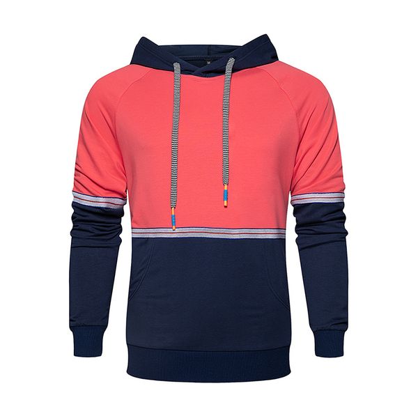 

2020 autumn and winter new men sweatshirt color matching stitching hooded jacket men slim padded long-sleeved sweatshirt men, Black