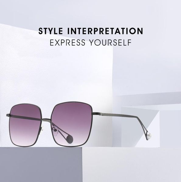 

new fashion square metal sunglasses for women retro big frame polygonal sunglasses face-lift1, White;black