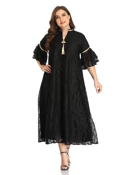 

2020 abaya long autumn summer womens ladies dresses butterfly sleeve large plus size fashion elegant maxi ramadan dress, Black;gray