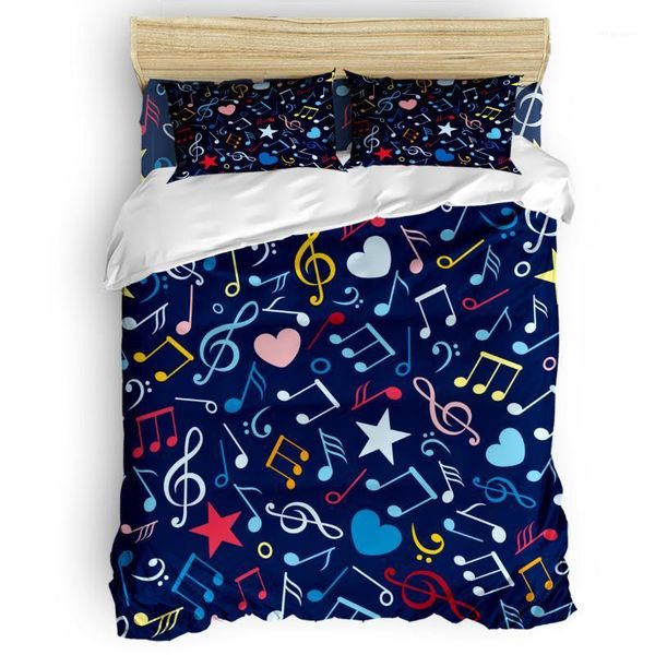 

musical note pentagram love colorful music duvet cover set 2/3/4pcs bedding set bed sheet pillowcases cover1