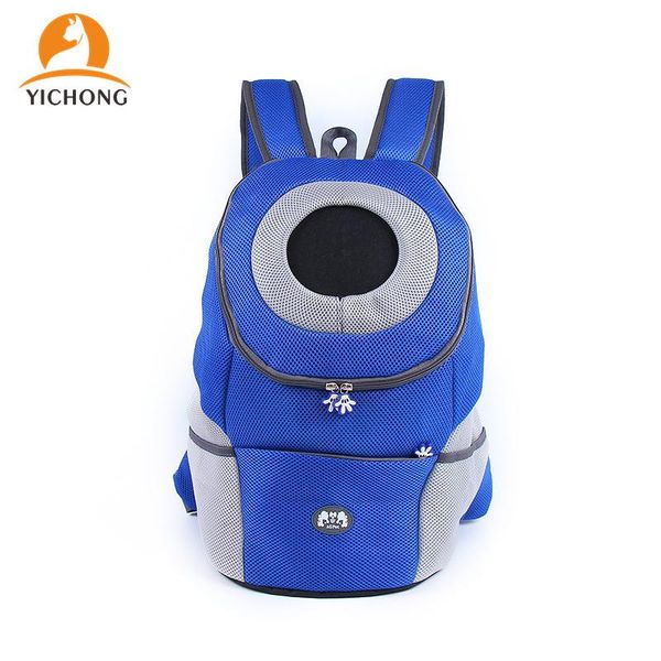 

yichong new out double shoulder portable travel backpack outdoor pet dog carrier bag pet dog front bag mesh backpack head yc045