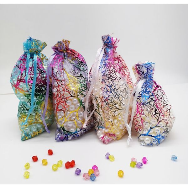 

500pcs color coral organza bag drawstring pouch bag organizer jewelry box gift for wed christmas jewelry display packaging bags f wmthbt