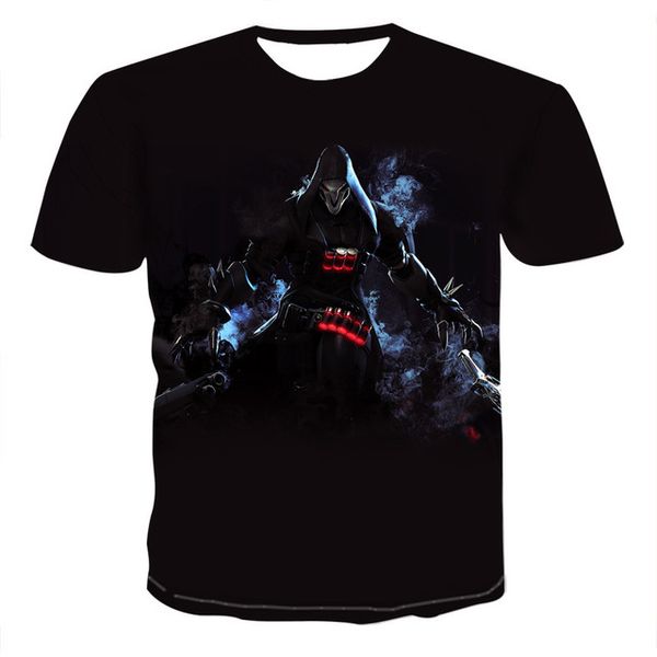 

denim effect scary skull 3d punk style rock street wear 3d print shirts funny kawaii comics men clothing