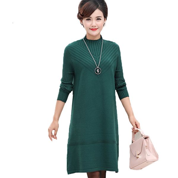 

female winter fall, knitted middle-aged and elderly nightgown, ladies loose long sleeve plus size dresses r175 4nvn, Black;gray