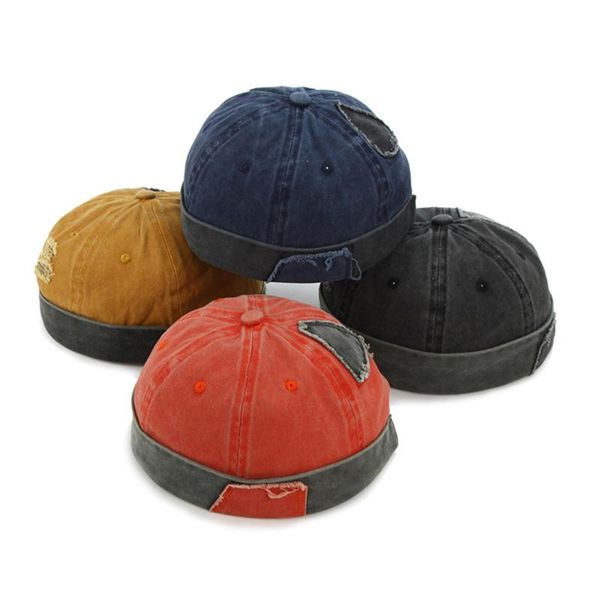 

beanies 2021 vintage hip hop men hat washed cotton retro skullcap adjustable brimless landlord breathable beanie sailor cap