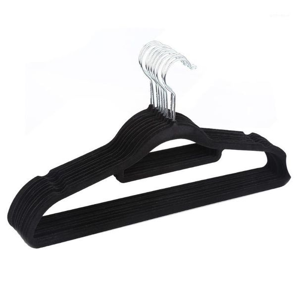 

hangers & racks pack of 10 non-slip ultra-thin 360 degree swivel flocked clothes with tie bar, notched shoulders for garmen1