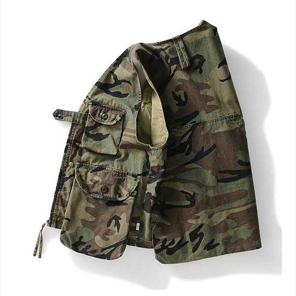 

fashionable work clothes camouflage vest men's outdoor fishing hunting climbing hiking sport v-neck sleeveless casual waist coat, Gray;blue