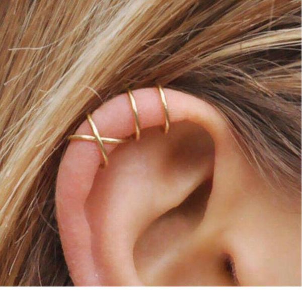 

5pcs/set ear cuff gold leaves non-piercing ear clips fake cartilage earring jewelry for w qylmuj, Silver