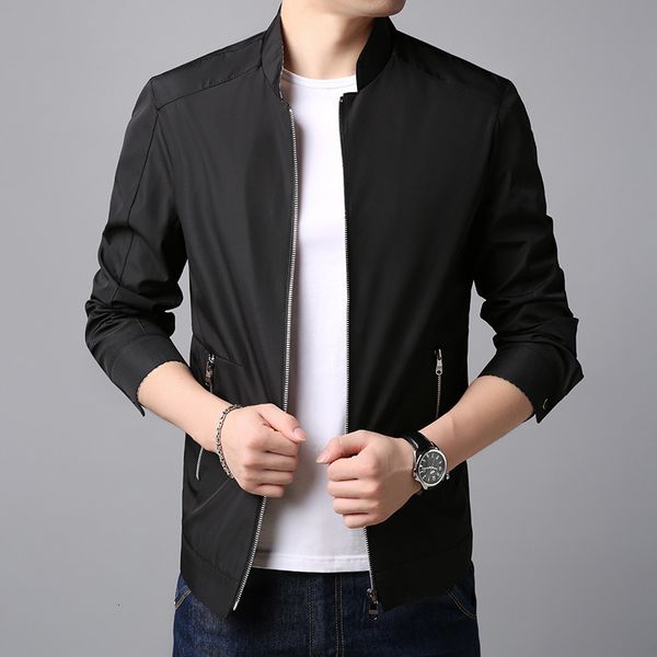 

2021 spring and autumn new thin casual stand collar jacket young baseball suit men's wear, Black;brown